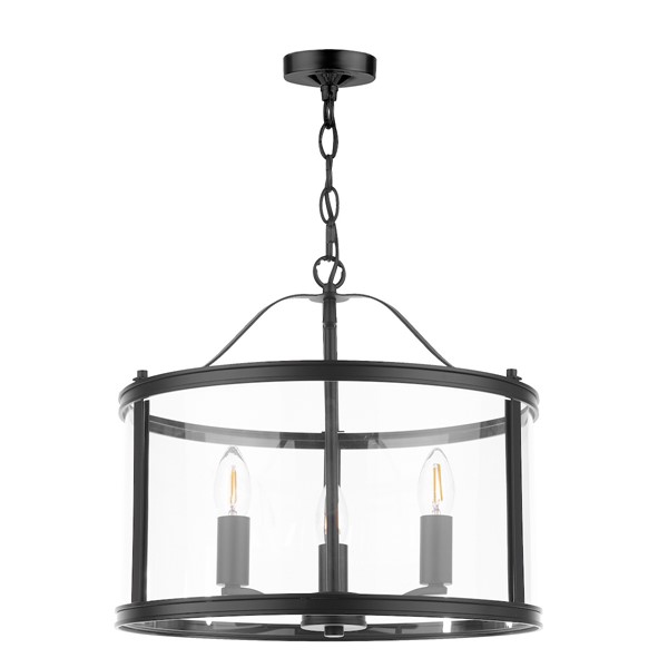 (image for) Laura Ashley Harrington 3 Light Pendant Matt Black and Glass